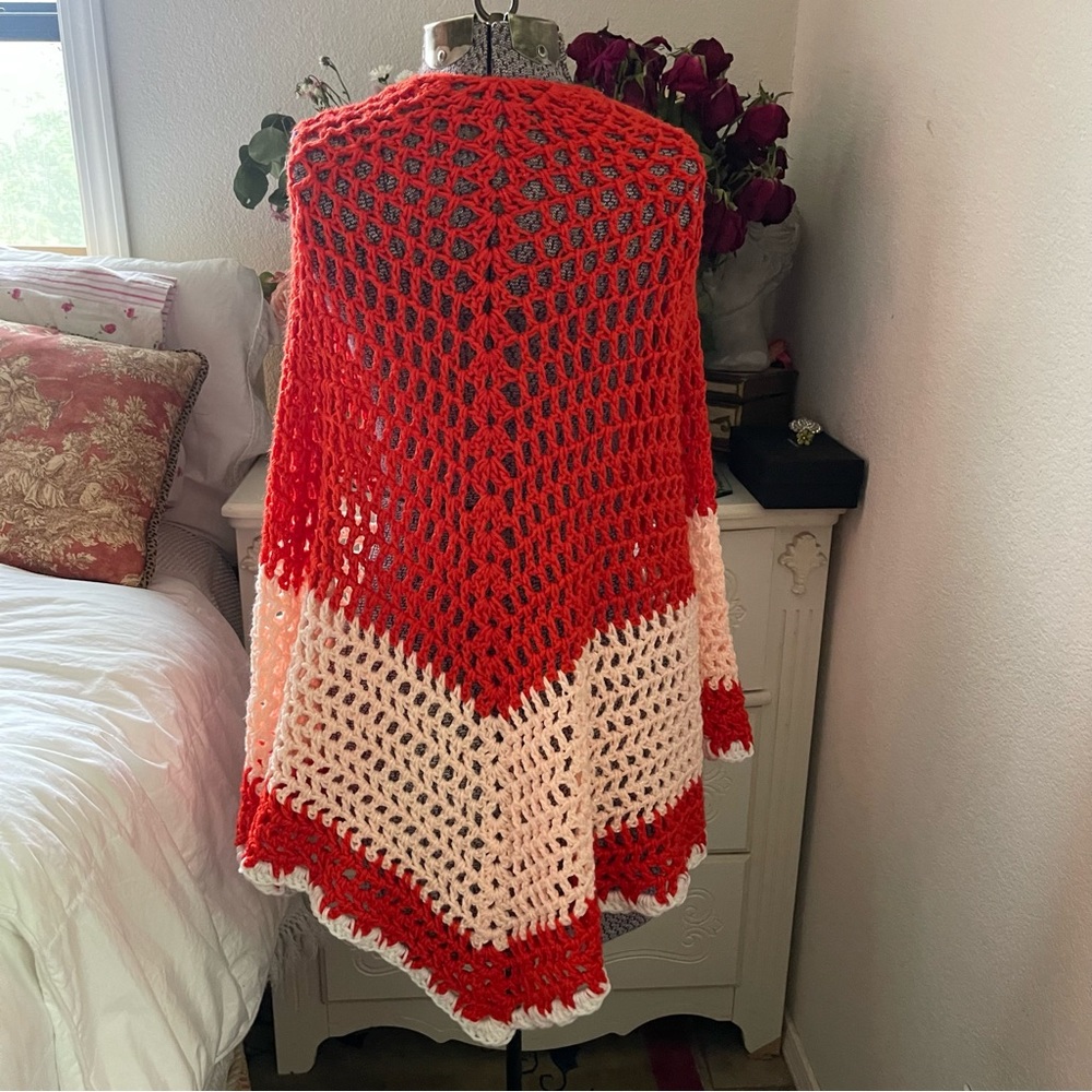 Vintage handmade crocheted poncho